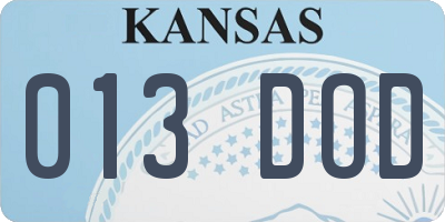 KS license plate 013DOD