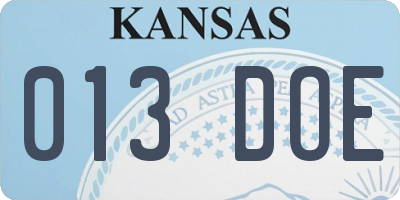 KS license plate 013DOE