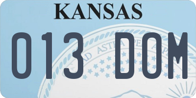 KS license plate 013DOM