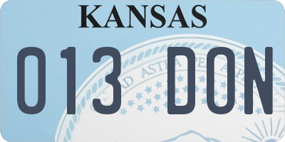 KS license plate 013DON