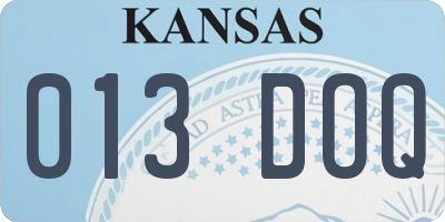 KS license plate 013DOQ