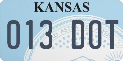 KS license plate 013DOT