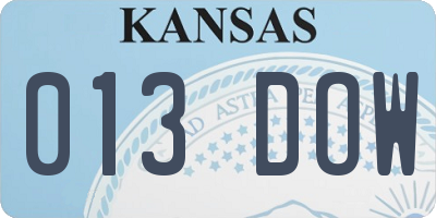 KS license plate 013DOW