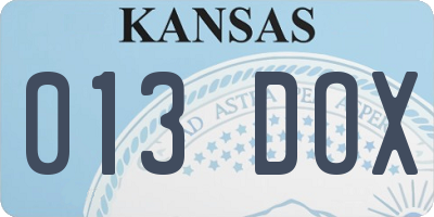 KS license plate 013DOX