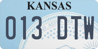 KS license plate 013DTW