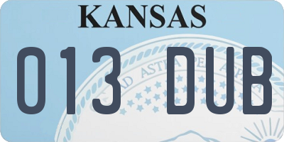 KS license plate 013DUB