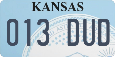 KS license plate 013DUD