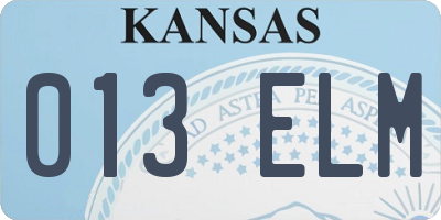 KS license plate 013ELM