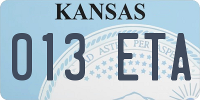 KS license plate 013ETA