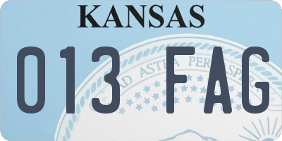 KS license plate 013FAG