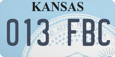 KS license plate 013FBC