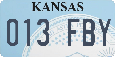 KS license plate 013FBY