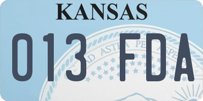 KS license plate 013FDA