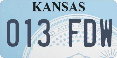 KS license plate 013FDW