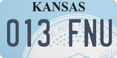 KS license plate 013FNU