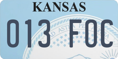 KS license plate 013FOC