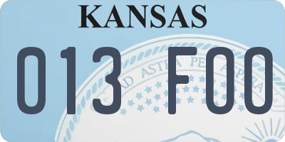 KS license plate 013FOO