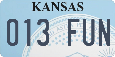 KS license plate 013FUN