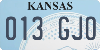 KS license plate 013GJO