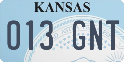 KS license plate 013GNT