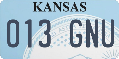 KS license plate 013GNU