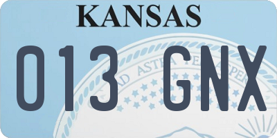 KS license plate 013GNX