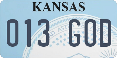 KS license plate 013GOD