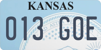 KS license plate 013GOE