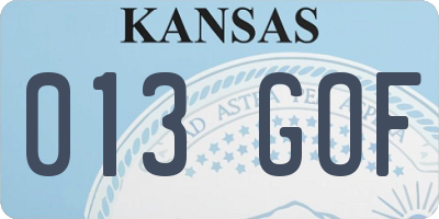 KS license plate 013GOF