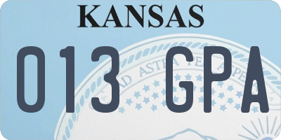 KS license plate 013GPA