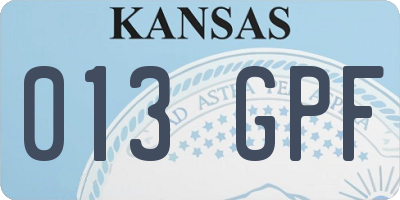 KS license plate 013GPF