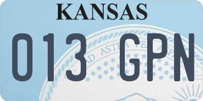 KS license plate 013GPN