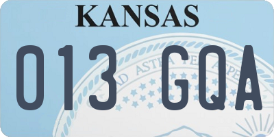 KS license plate 013GQA