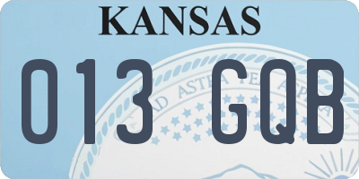 KS license plate 013GQB