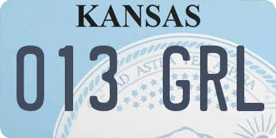 KS license plate 013GRL
