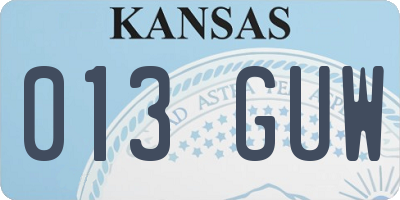 KS license plate 013GUW