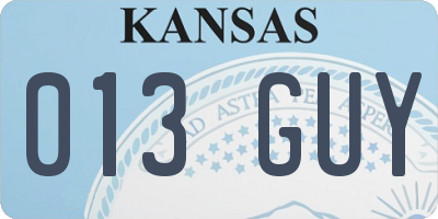 KS license plate 013GUY