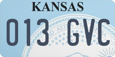 KS license plate 013GVC