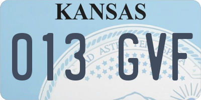 KS license plate 013GVF