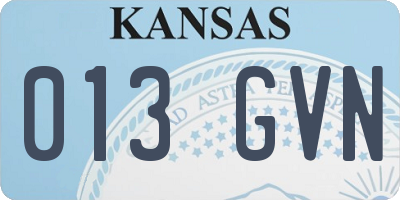 KS license plate 013GVN