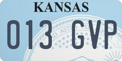 KS license plate 013GVP