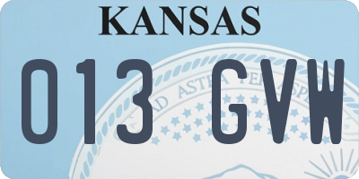 KS license plate 013GVW