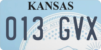 KS license plate 013GVX