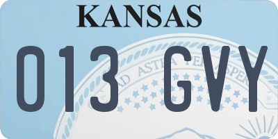 KS license plate 013GVY