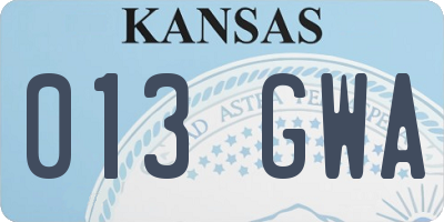 KS license plate 013GWA
