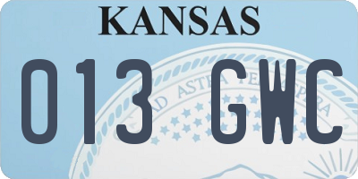 KS license plate 013GWC