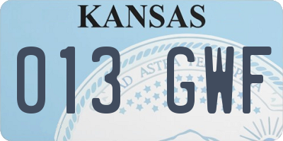 KS license plate 013GWF