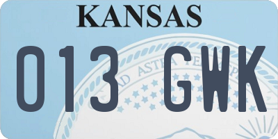 KS license plate 013GWK