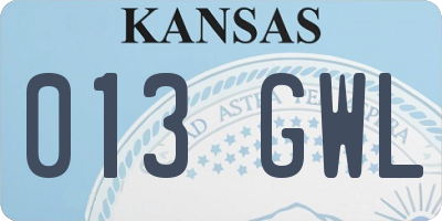 KS license plate 013GWL