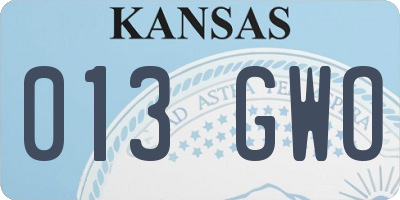 KS license plate 013GWO